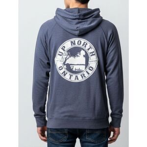 Up North Ontario Graphic Hoodie Denim Blue